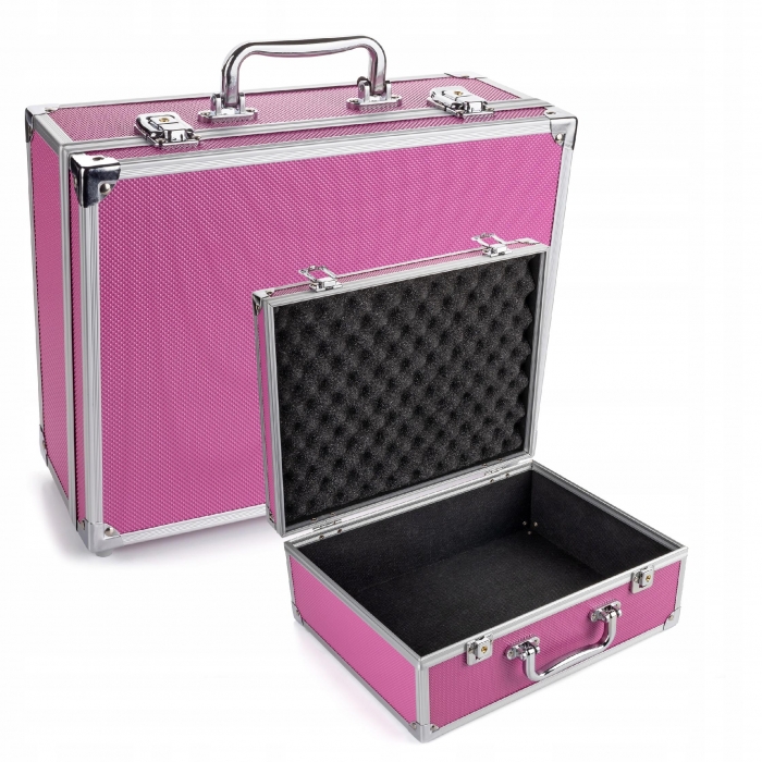 Aluminum suitcase Pink makeup equipment cosmetic bag